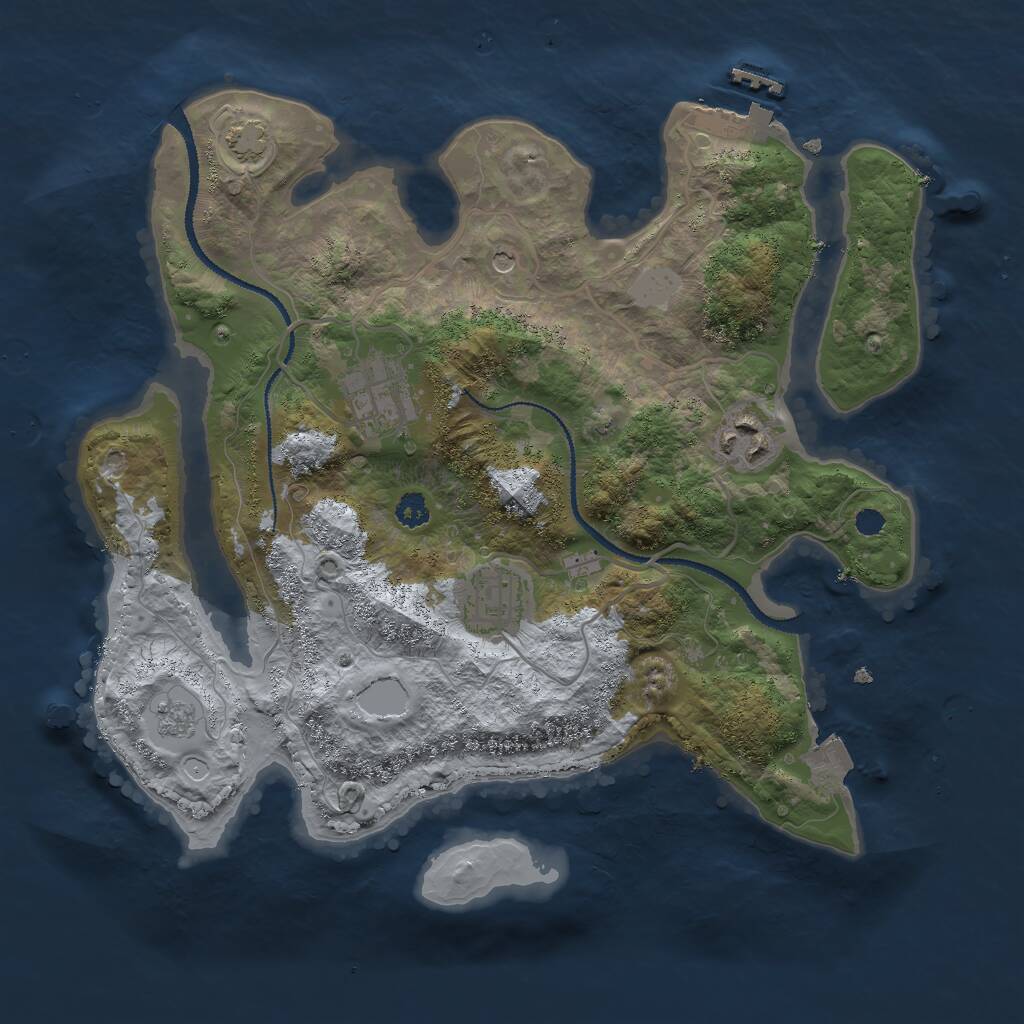 Rust Map: Procedural Map, Size: 3000, Seed: 436663, 8 Monuments