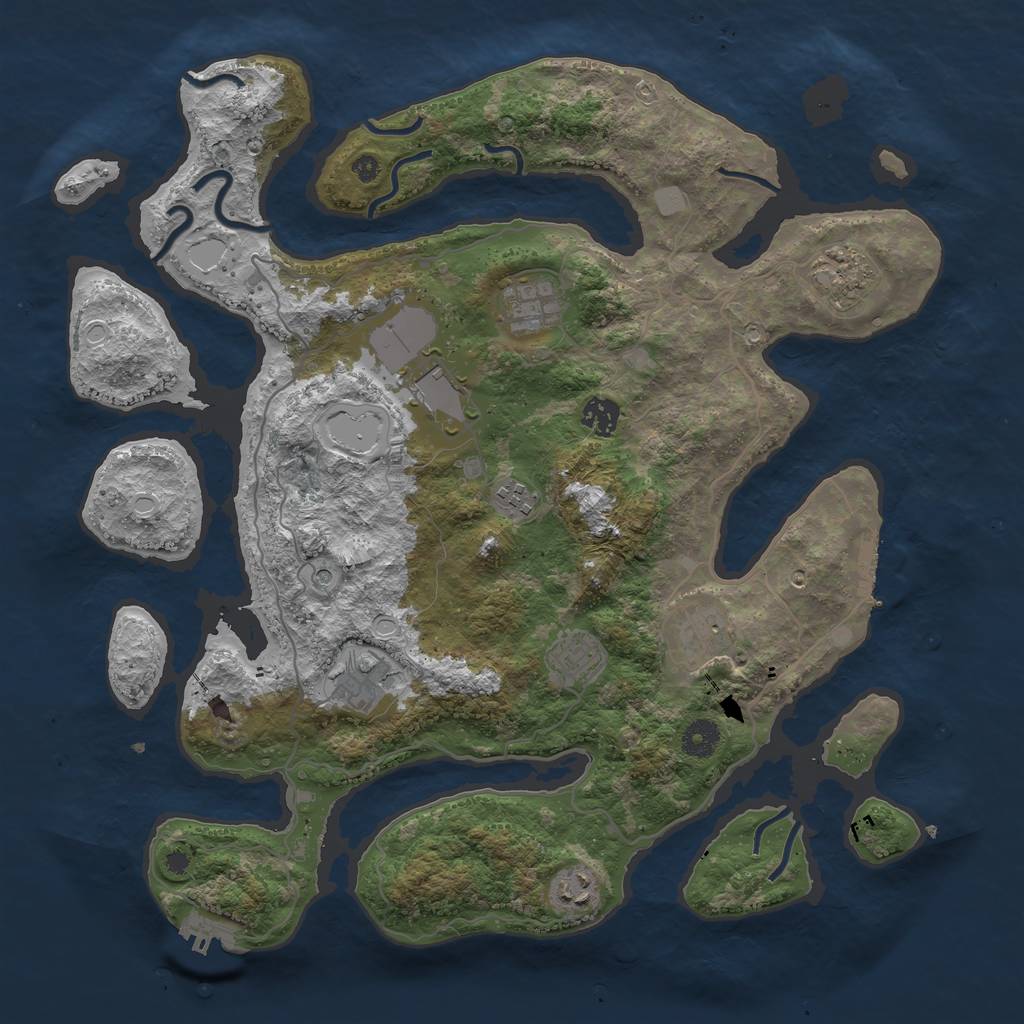 Rust Map: Procedural Map, Size: 4000, Seed: 2304461, 17 Monuments