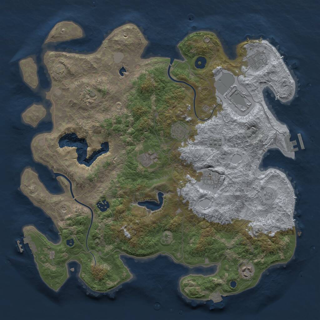 Rust Map: Procedural Map, Size: 4000, Seed: 1663118775, 15 Monuments