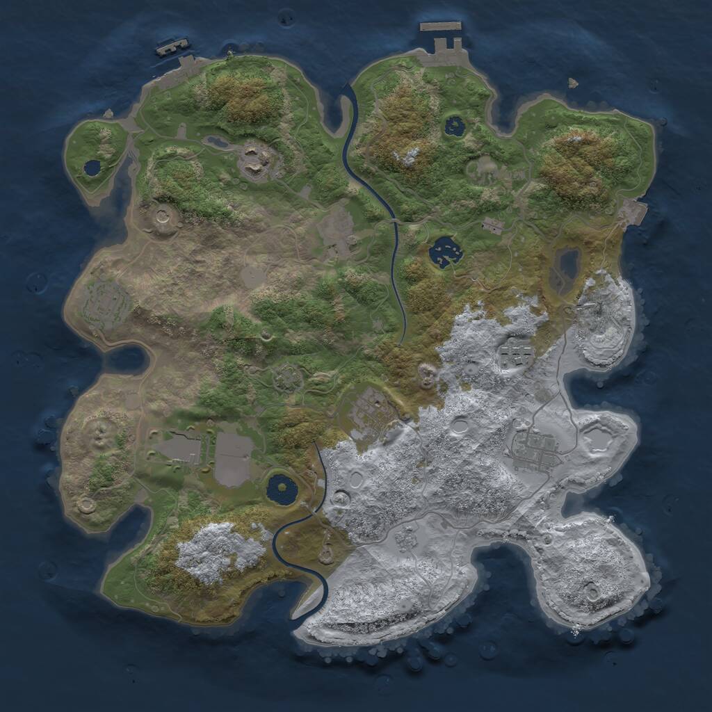 Rust Map: Procedural Map, Size: 3500, Seed: 1690499399, 14 Monuments