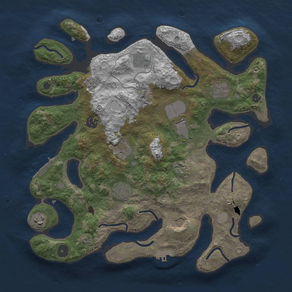 Rust Map: Procedural Map, Size: 3700, Seed: 1986775705, 18 Monuments