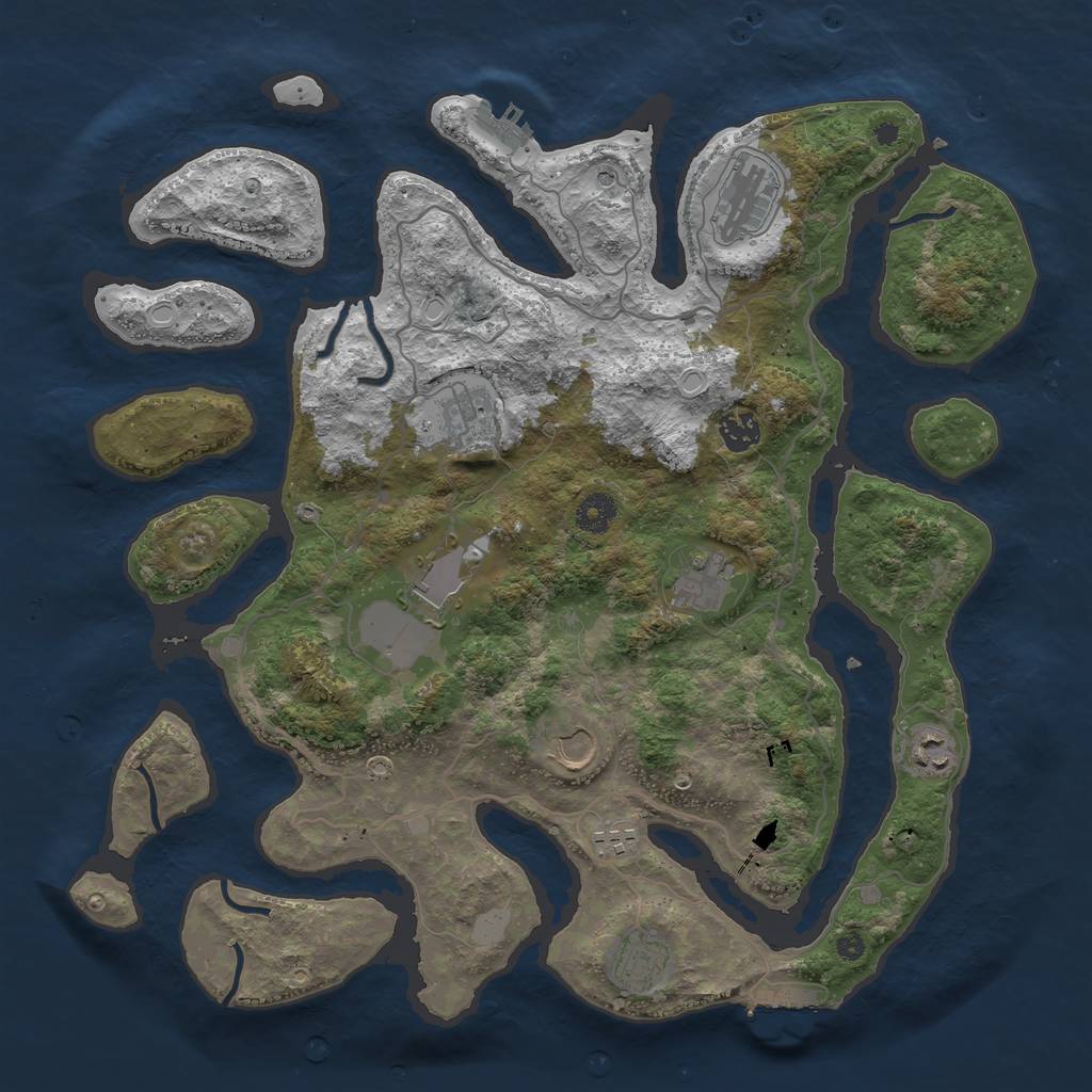 Rust Map: Procedural Map, Size: 4000, Seed: 14279, 17 Monuments