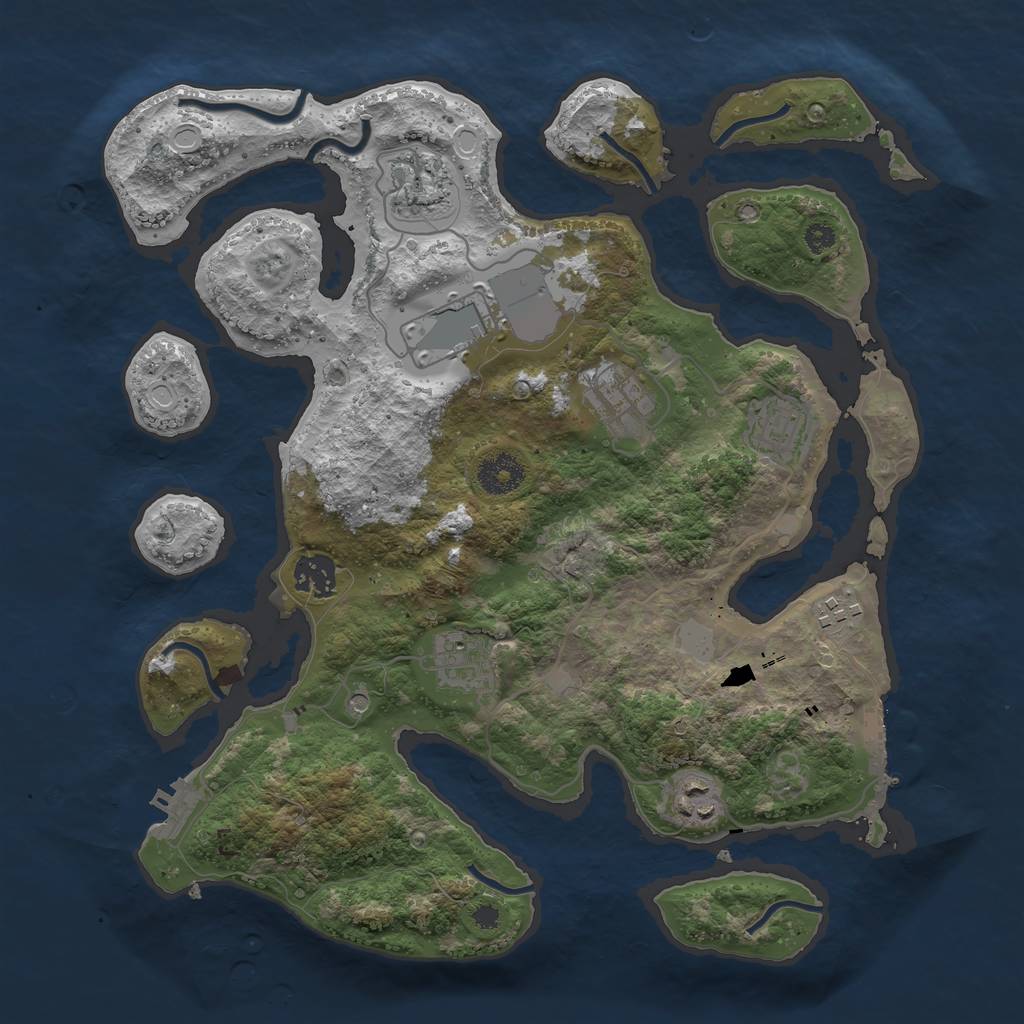 Rust Map: Procedural Map, Size: 3500, Seed: 1340898984, 16 Monuments