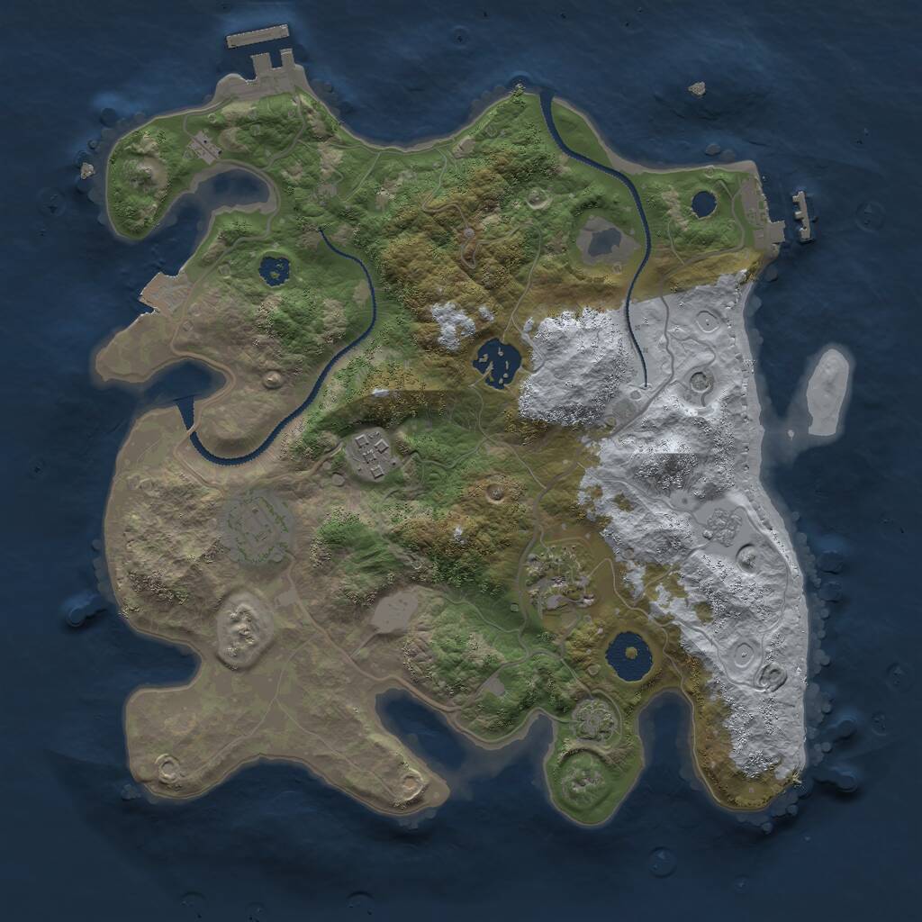 Rust Map: Procedural Map, Size: 3000, Seed: 188574, 10 Monuments