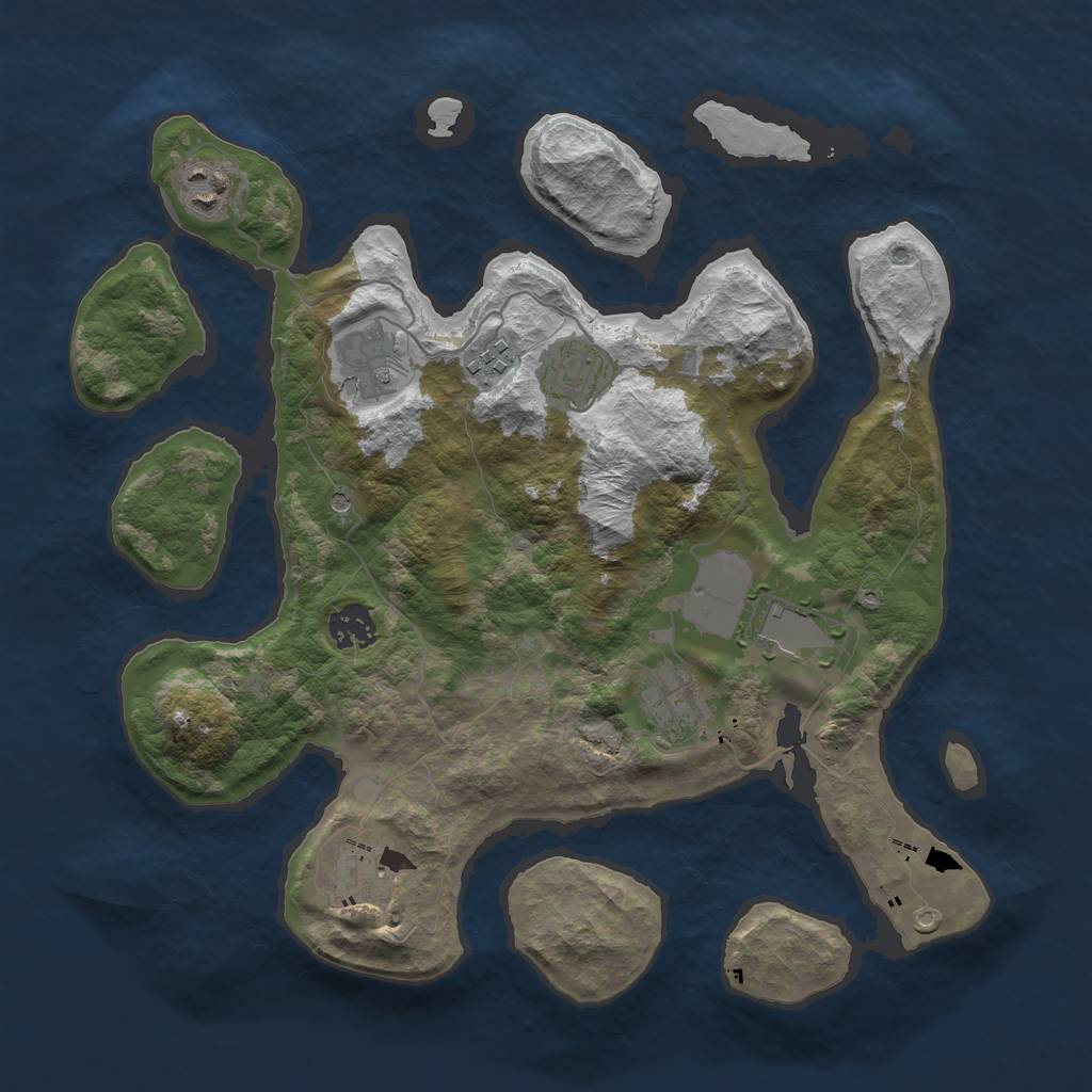 Rust Map: Barren, Size: 3500, Seed: 65071339, 11 Monuments