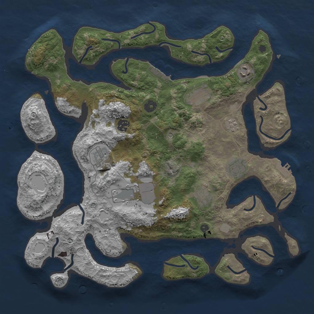 Rust Map: Procedural Map, Size: 3875, Seed: 1608226605, 16 Monuments