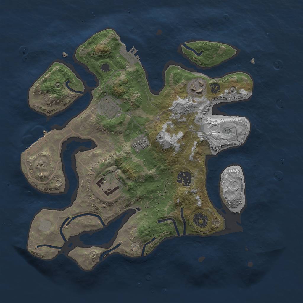 Rust Map: Procedural Map, Size: 3000, Seed: 244058, 13 Monuments