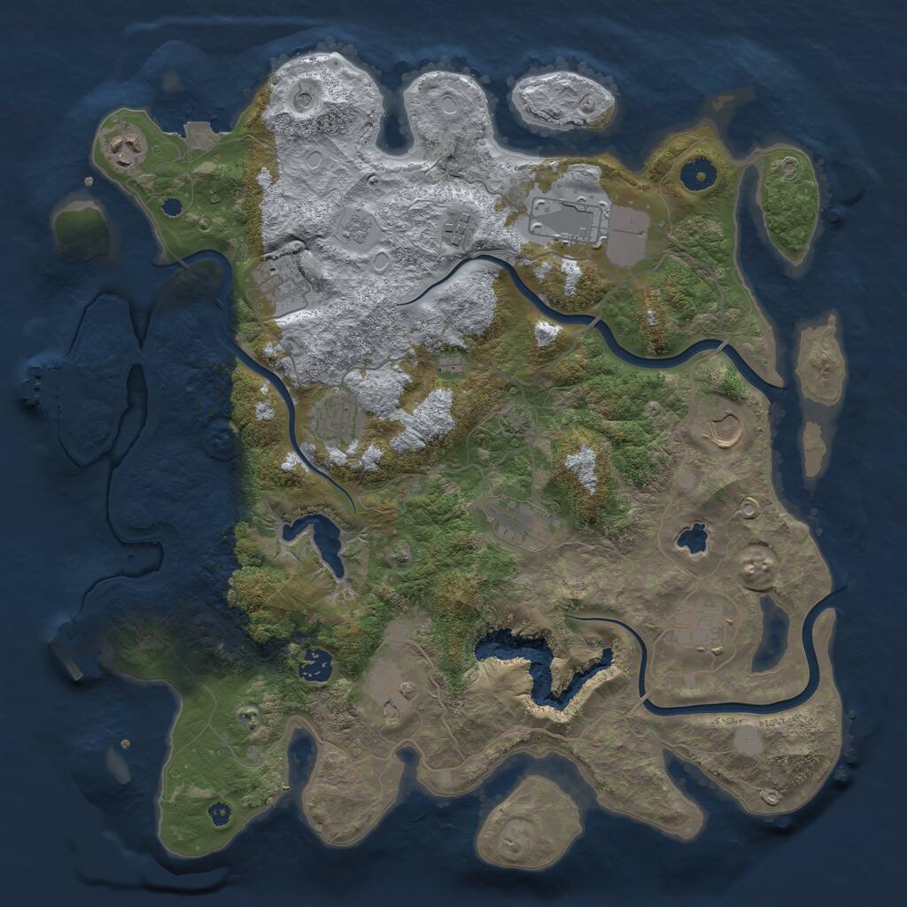 Rust Map: Procedural Map, Size: 4000, Seed: 1273353848, 16 Monuments