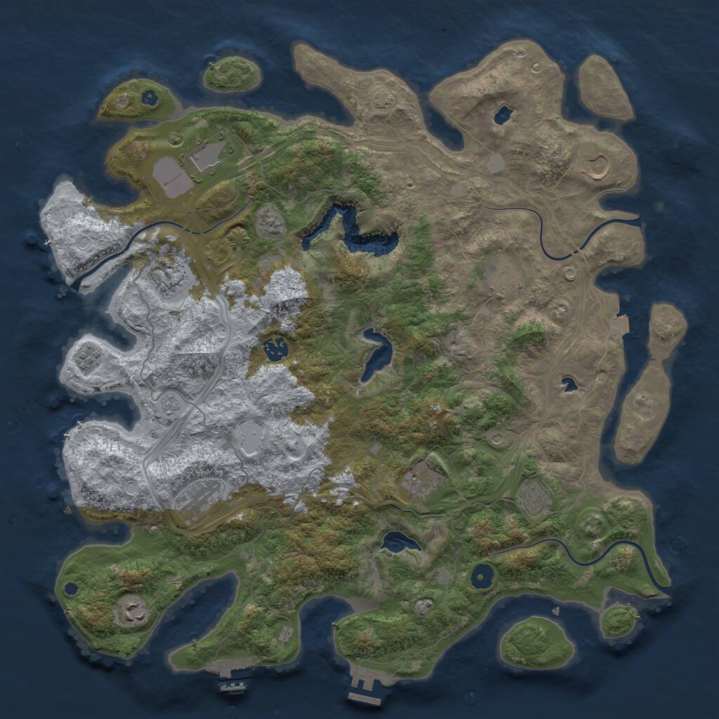 Rust Map: Procedural Map, Size: 4500, Seed: 30357929, 16 Monuments