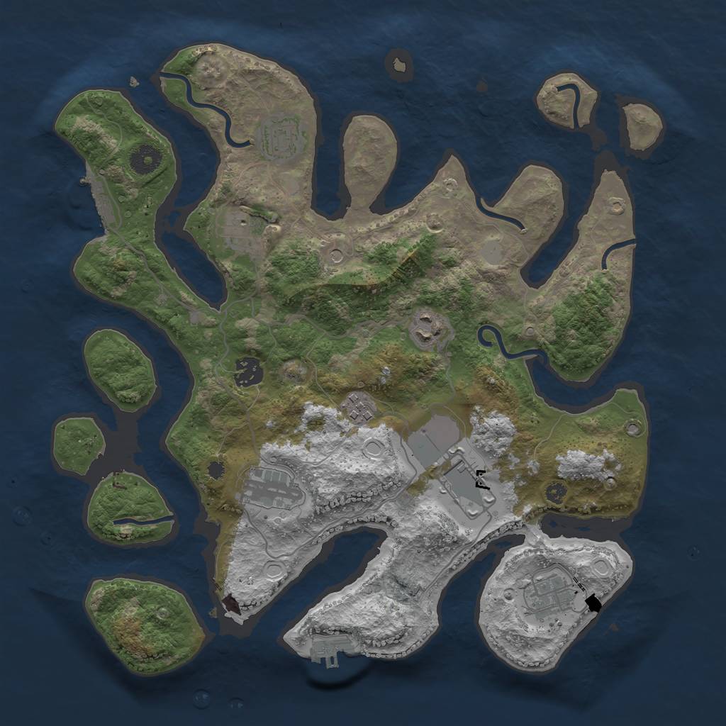 Rust Map: Procedural Map, Size: 3600, Seed: 15343, 16 Monuments