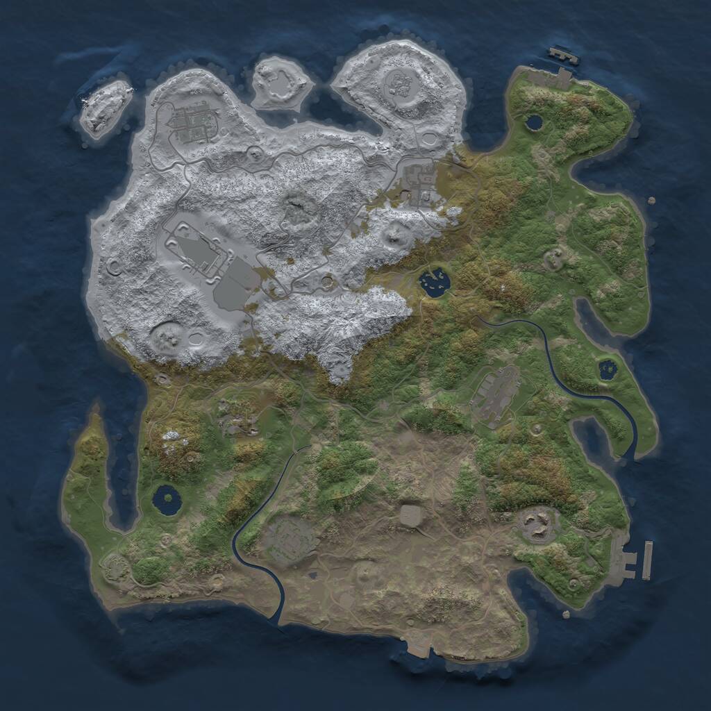 Rust Map: Procedural Map, Size: 3700, Seed: 830957649, 14 Monuments