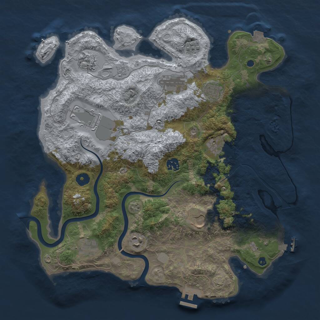 Rust Map: Procedural Map, Size: 3700, Seed: 830957649, 16 Monuments