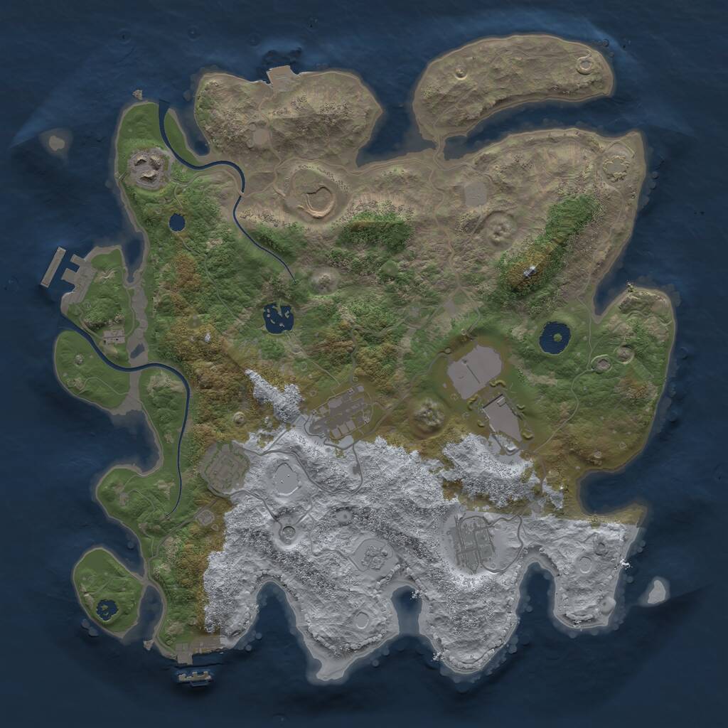 Rust Map: Procedural Map, Size: 3500, Seed: 1277714347, 13 Monuments