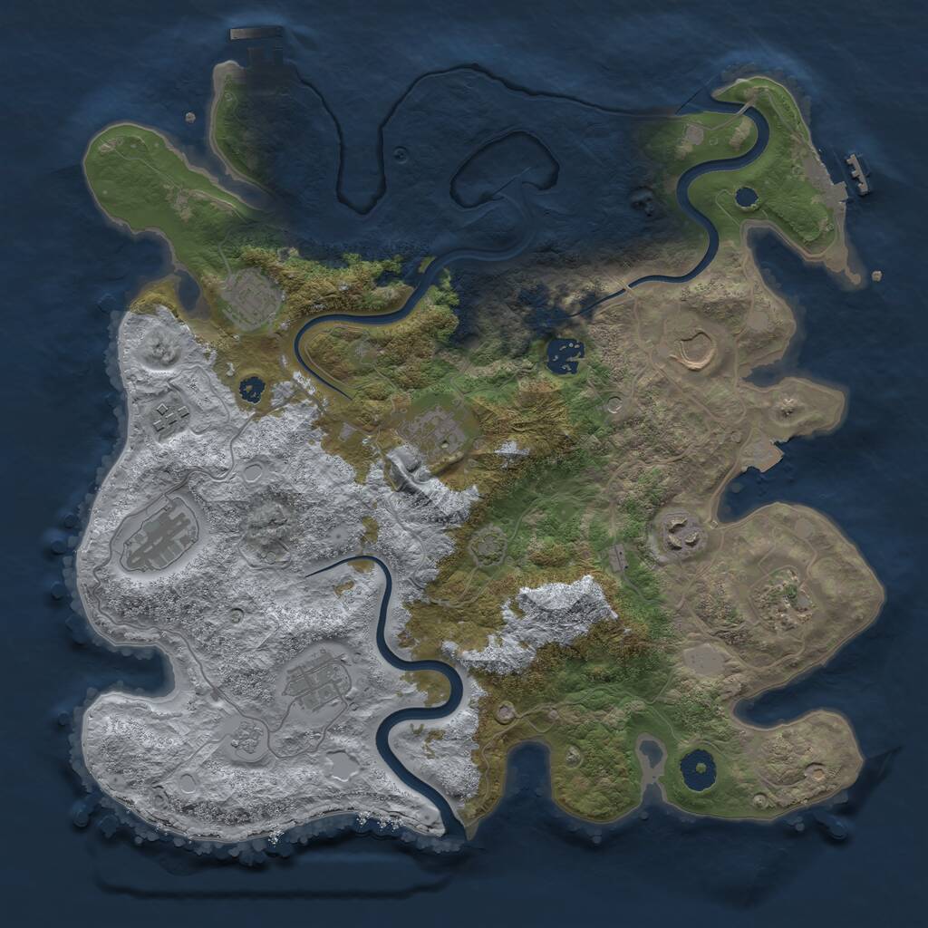 Rust Map: Procedural Map, Size: 3650, Seed: 819198249, 15 Monuments