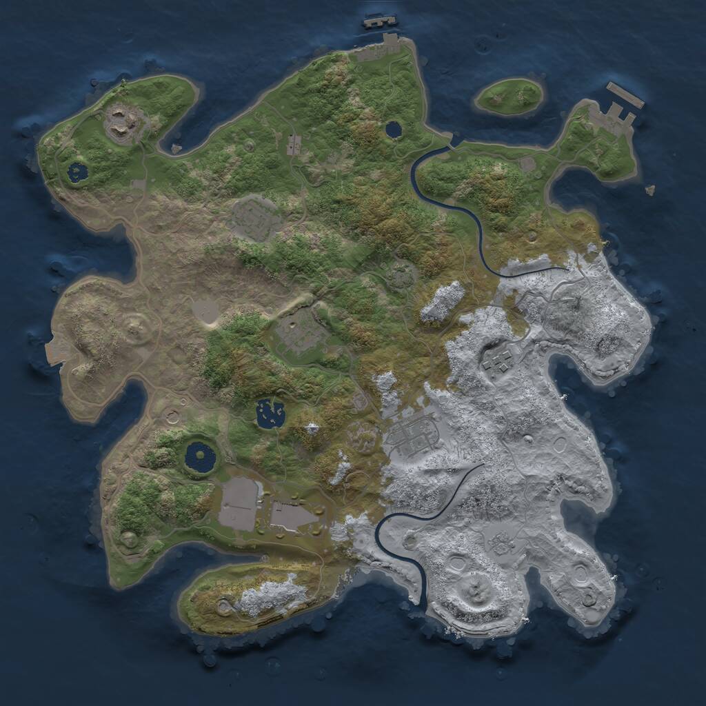 Rust Map: Procedural Map, Size: 3500, Seed: 2085650284, 13 Monuments
