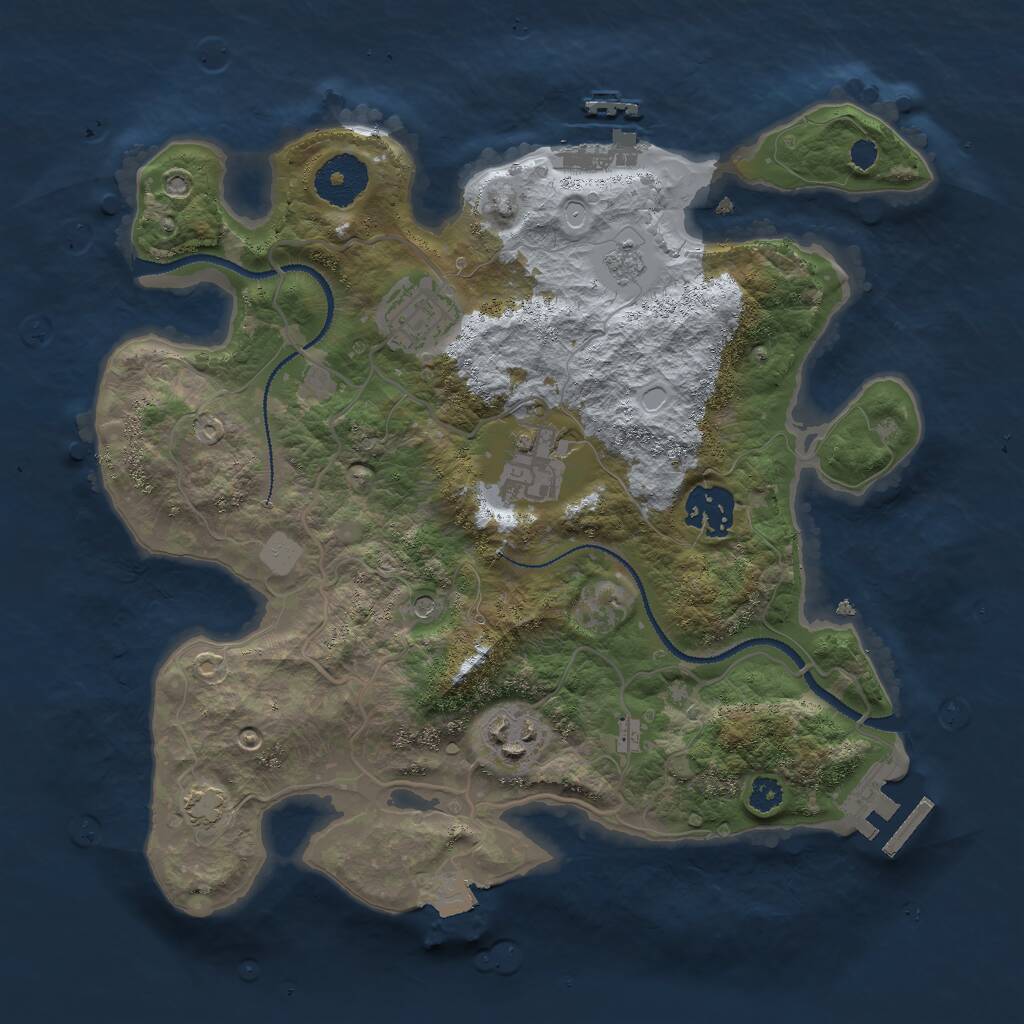 Rust Map: Procedural Map, Size: 3000, Seed: 591510, 10 Monuments