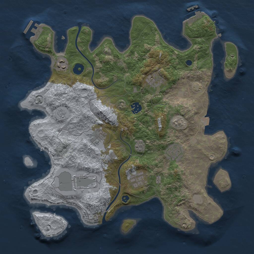 Rust Map: Procedural Map, Size: 3500, Seed: 945648072, 13 Monuments