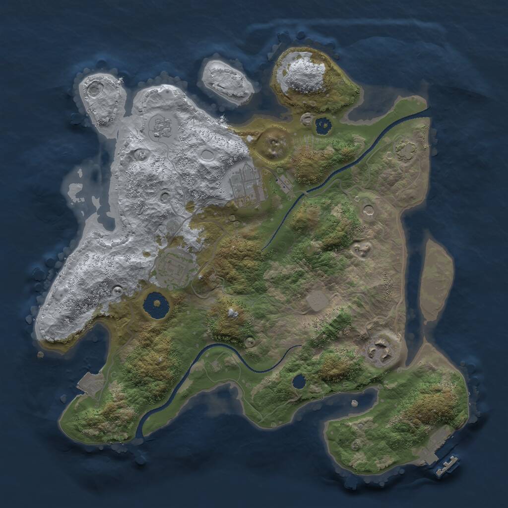 Rust Map: Procedural Map, Size: 3000, Seed: 613781, 8 Monuments