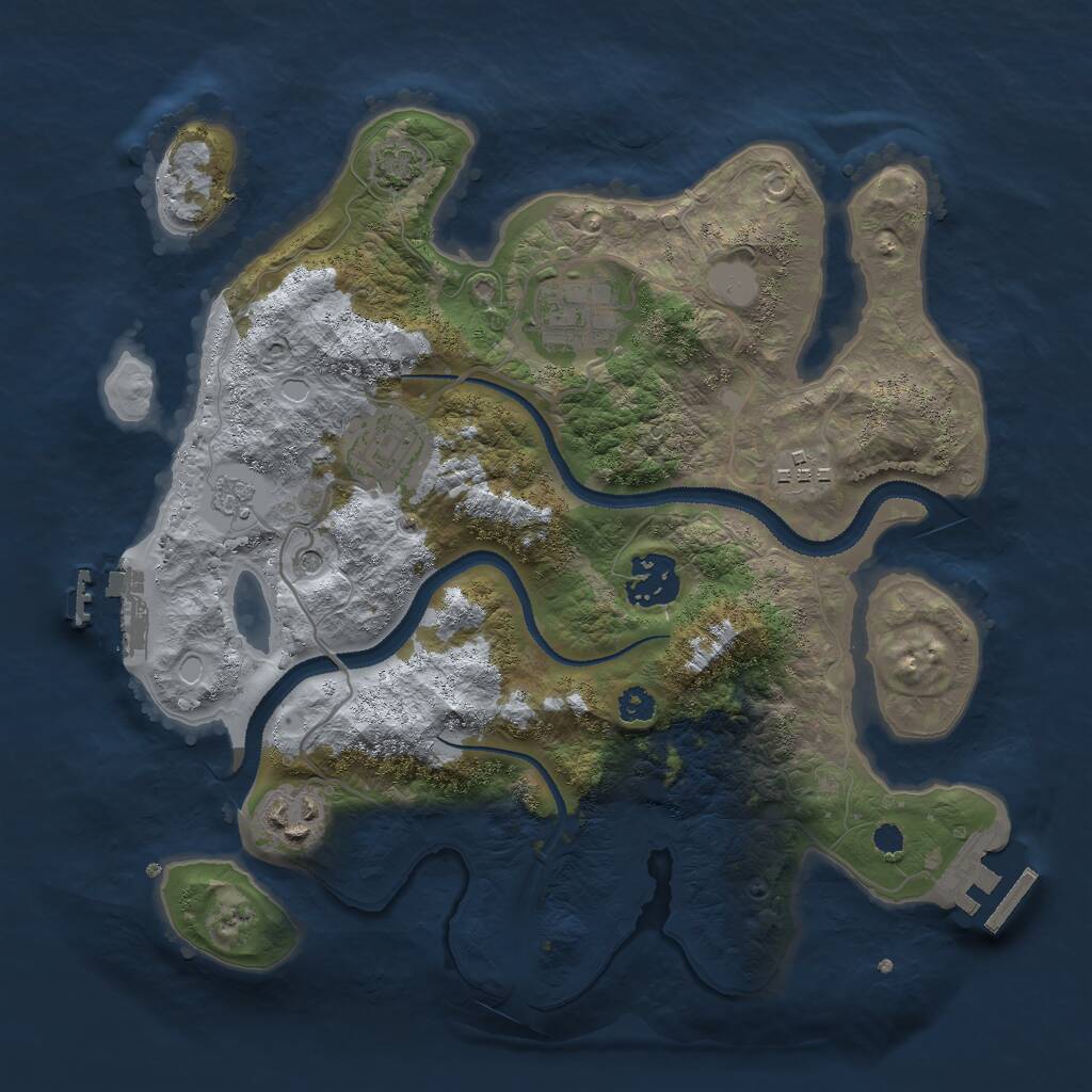Rust Map: Procedural Map, Size: 3000, Seed: 482394675, 11 Monuments