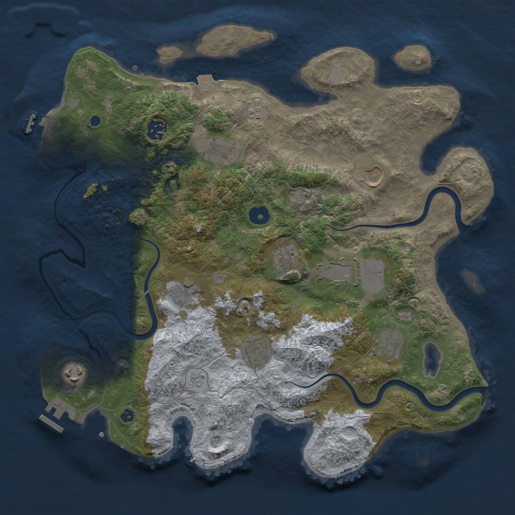 Rust Map: Procedural Map, Size: 3900, Seed: 721403, 16 Monuments