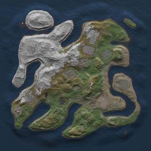 Thumbnail Rust Map: Barren, Size: 3500, Seed: 1736537928, 13 Monuments