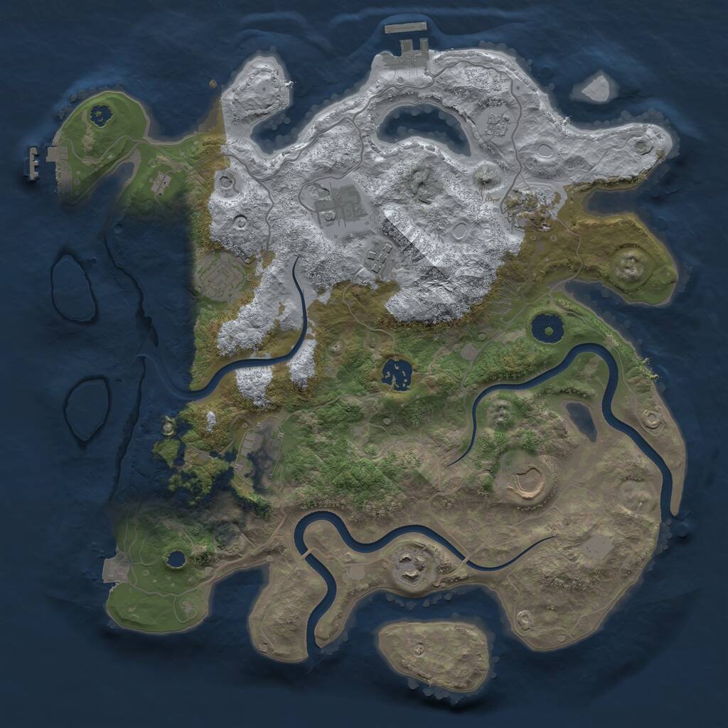 Rust Map: Procedural Map, Size: 3500, Seed: 1422959181, 14 Monuments