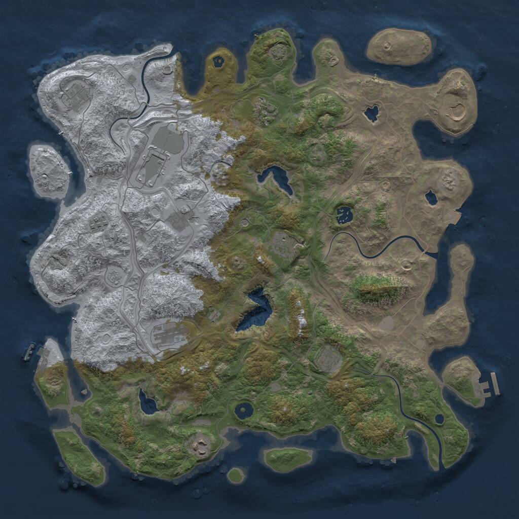 Rust Map: Procedural Map, Size: 4500, Seed: 955404045, 17 Monuments
