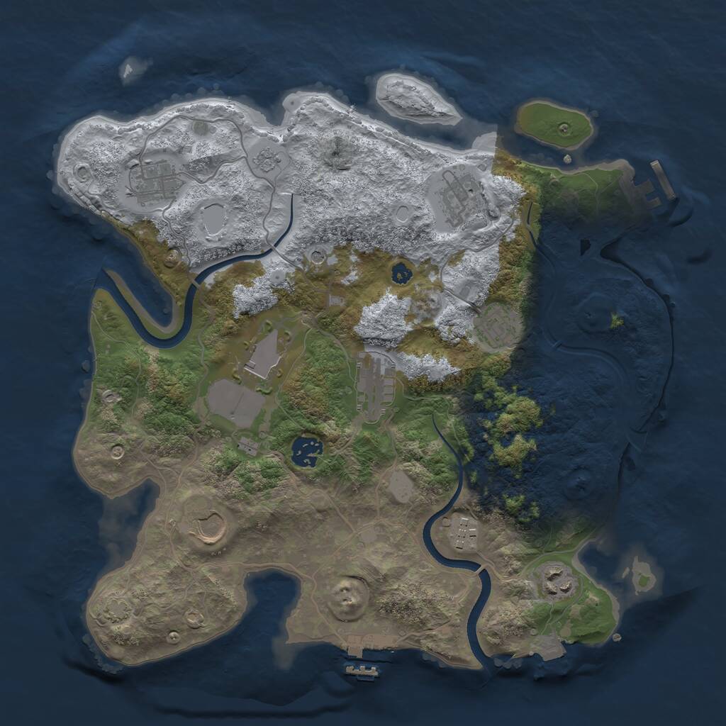 Rust Map: Procedural Map, Size: 3500, Seed: 28485996, 15 Monuments