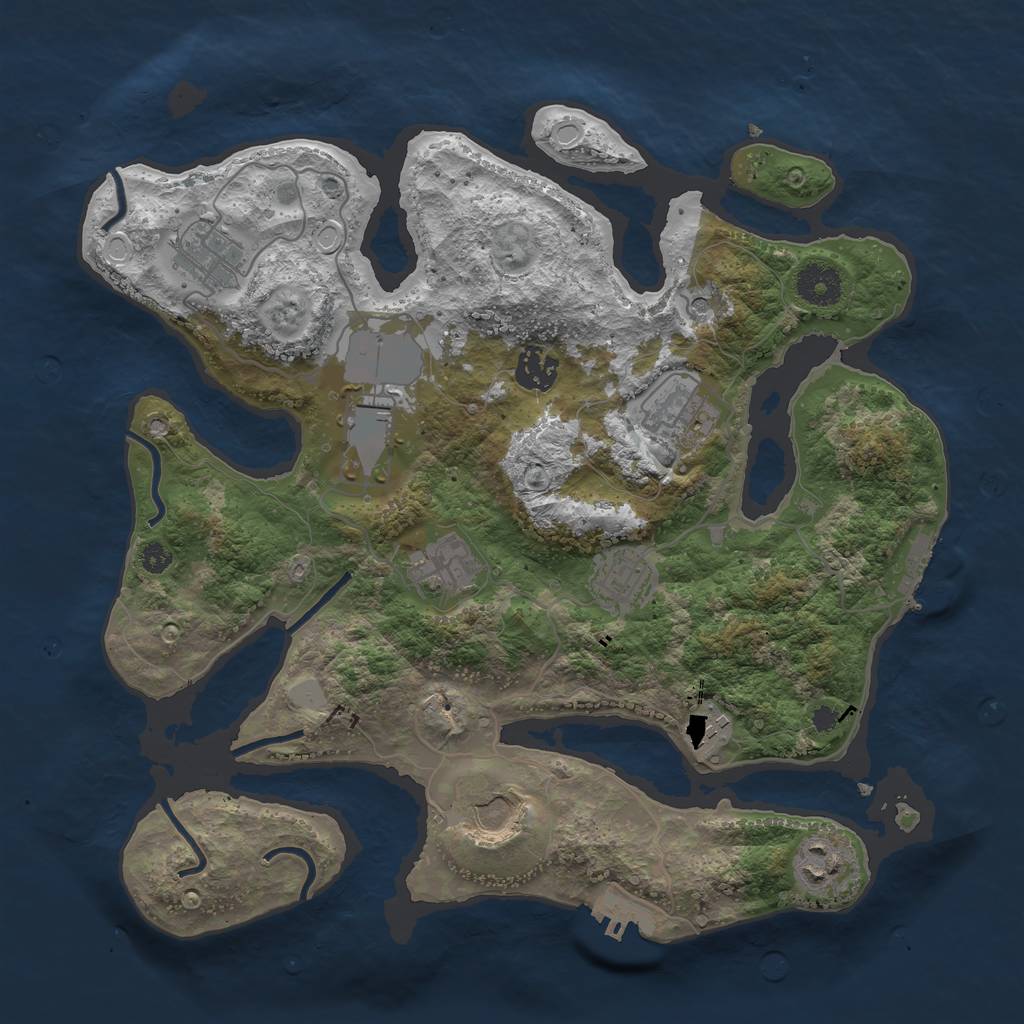 Rust Map: Procedural Map, Size: 3500, Seed: 28485996, 17 Monuments