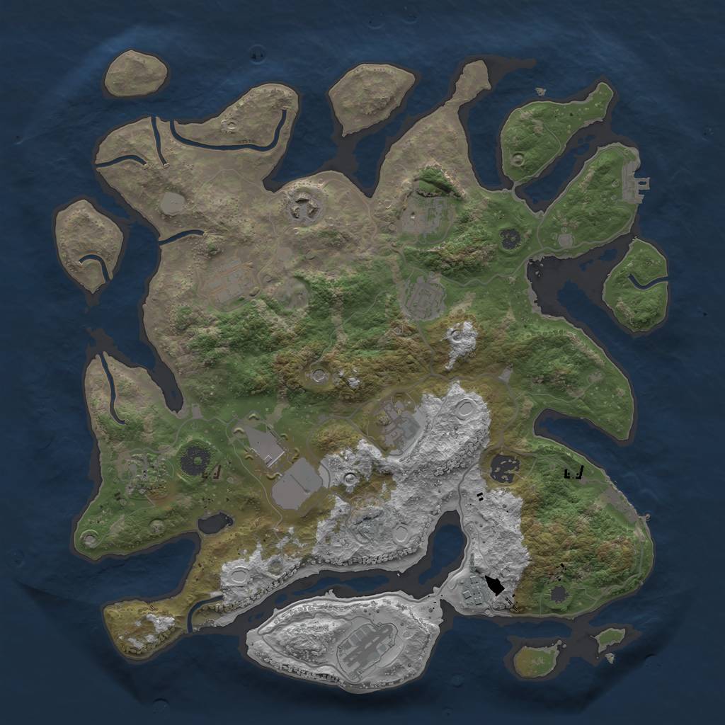 Rust Map: Procedural Map, Size: 3700, Seed: 433290562, 18 Monuments
