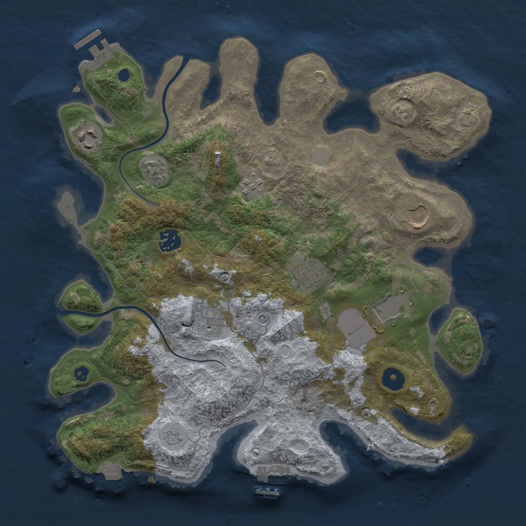 Rust Map: Procedural Map, Size: 3500, Seed: 1916576003, 13 Monuments