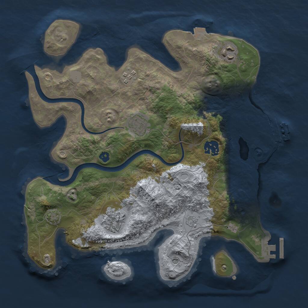Rust Map: Procedural Map, Size: 3000, Seed: 1674364918, 11 Monuments