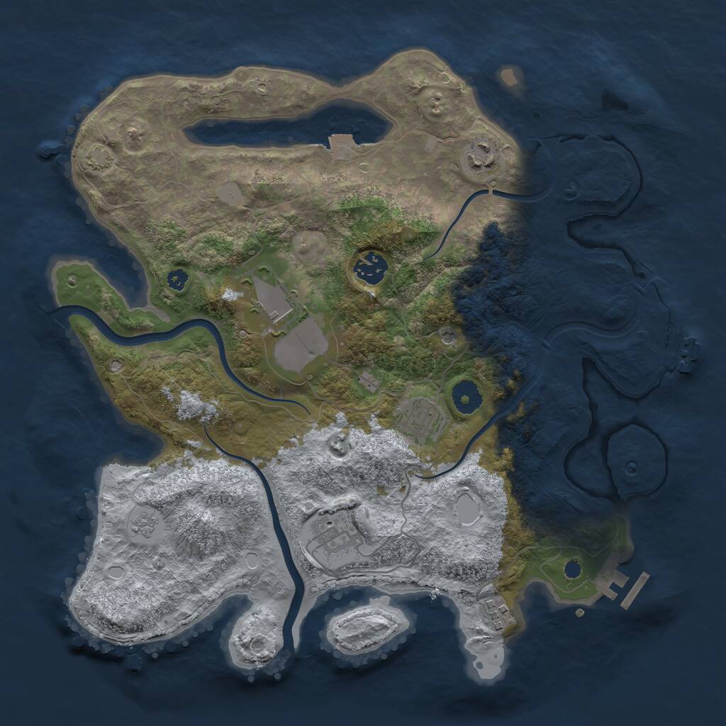 Rust Map: Procedural Map, Size: 3500, Seed: 1500967543, 12 Monuments