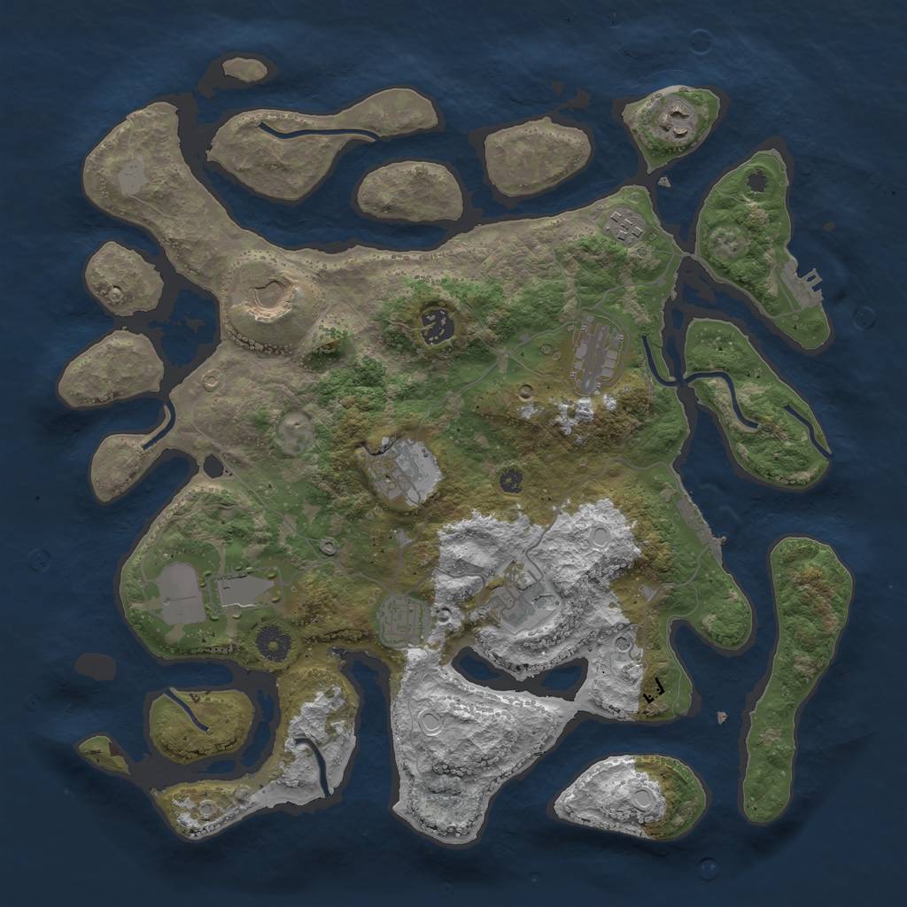 Rust Map: Procedural Map, Size: 3875, Seed: 1446408853, 17 Monuments