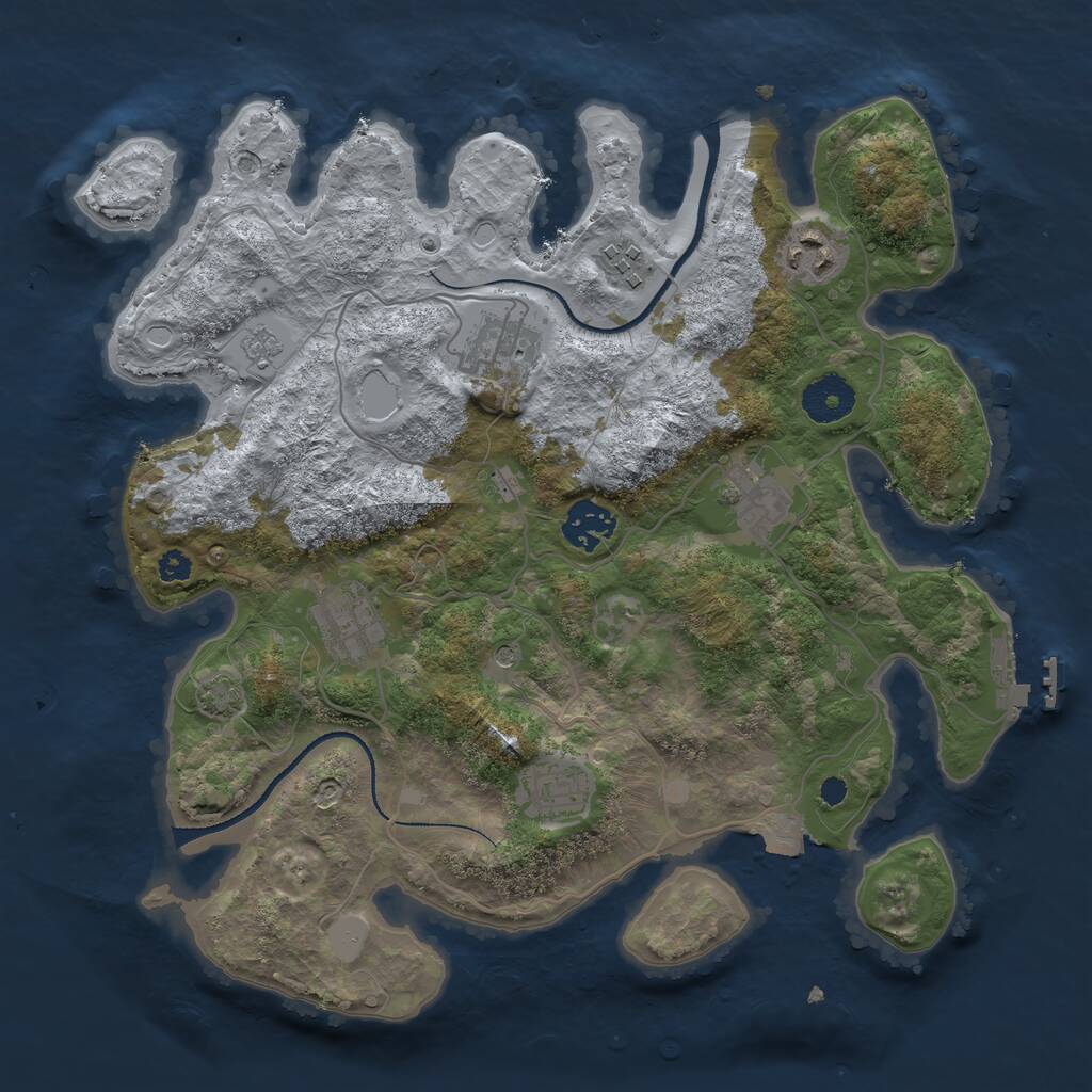 Rust Map: Procedural Map, Size: 3300, Seed: 2985, 12 Monuments