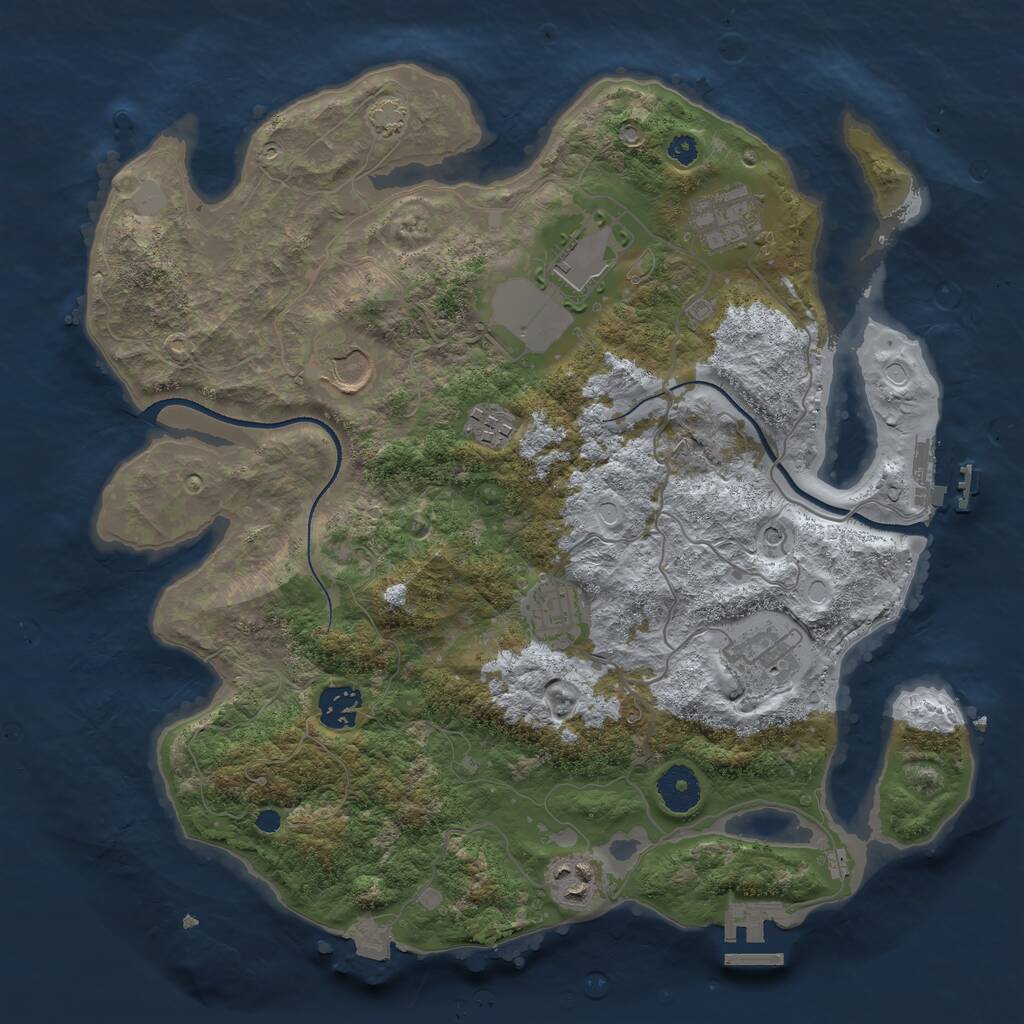 Rust Map: Procedural Map, Size: 3500, Seed: 851953, 13 Monuments