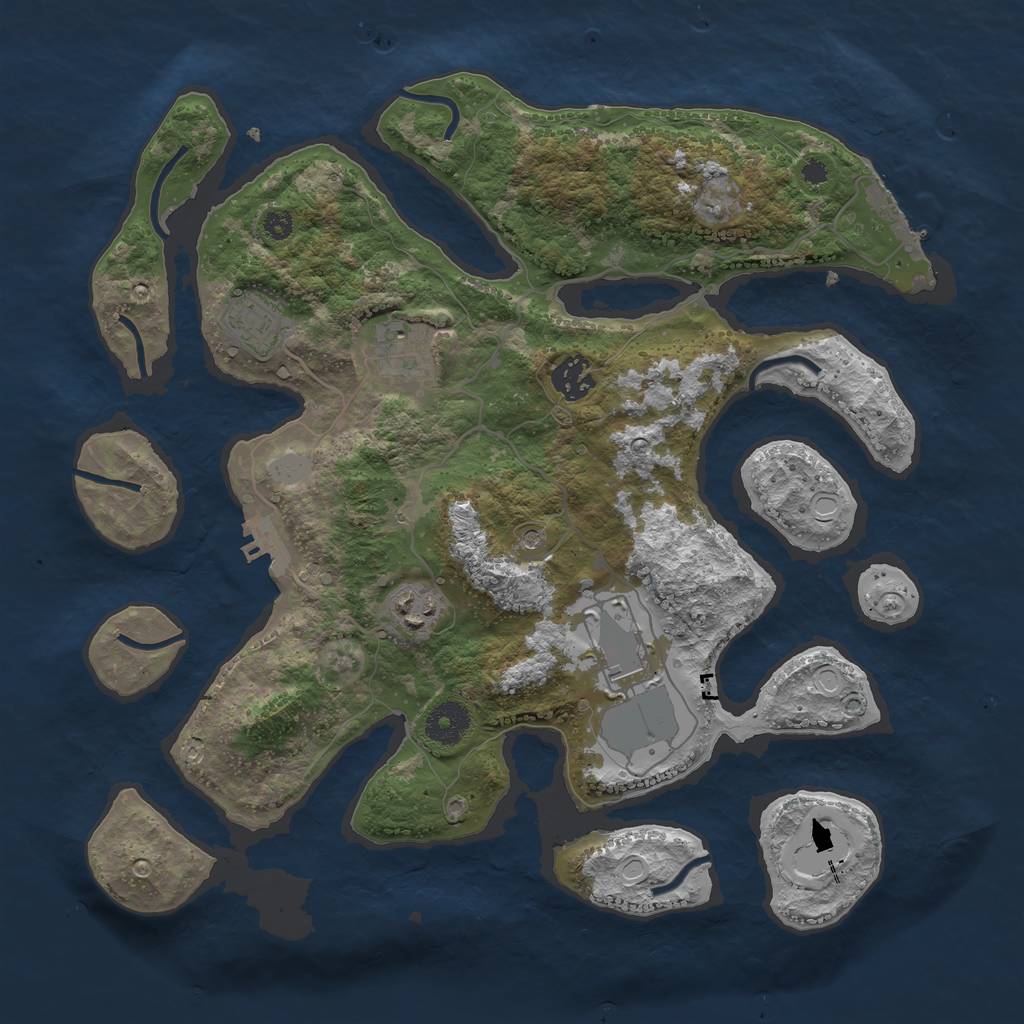 Rust Map: Procedural Map, Size: 3550, Seed: 311551, 13 Monuments