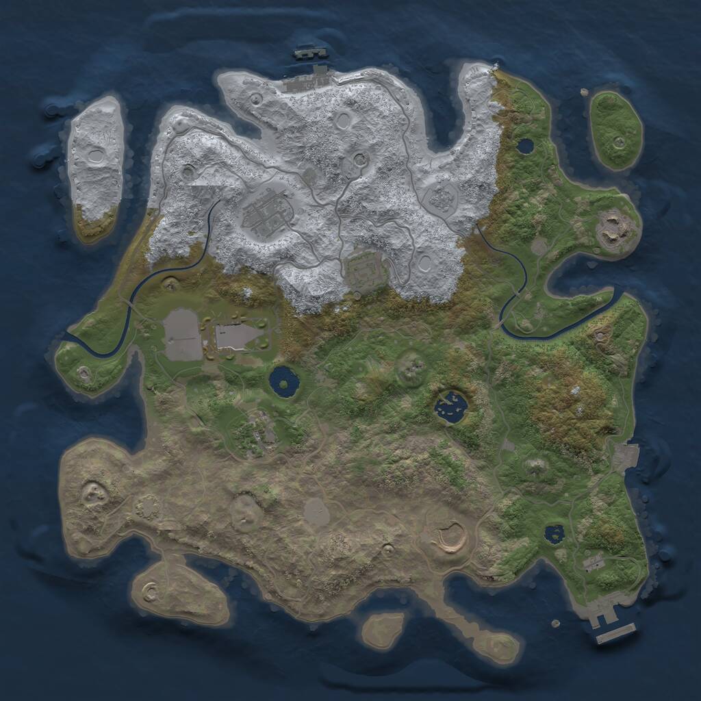 Rust Map: Procedural Map, Size: 3500, Seed: 7322, 13 Monuments