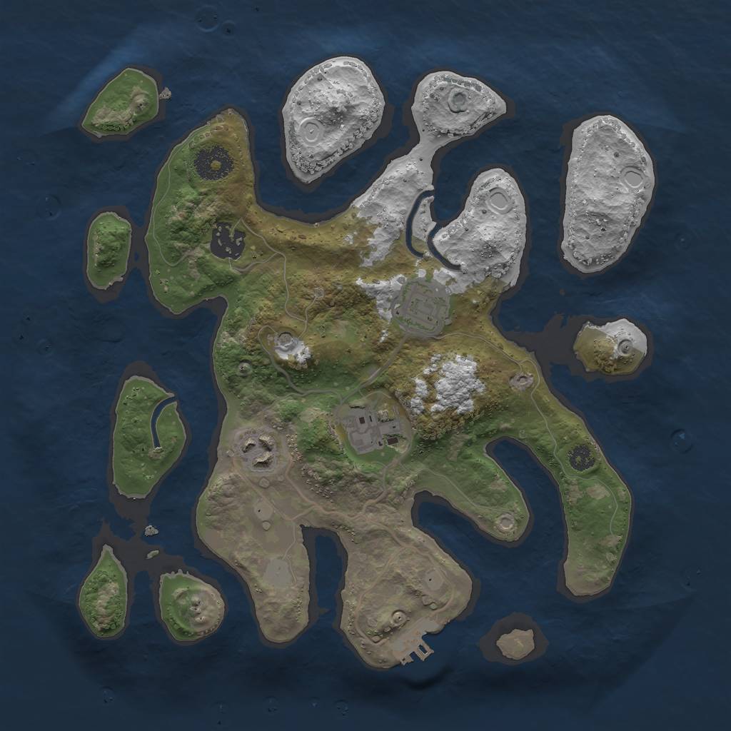 Rust Map: Procedural Map, Size: 3000, Seed: 757909, 11 Monuments