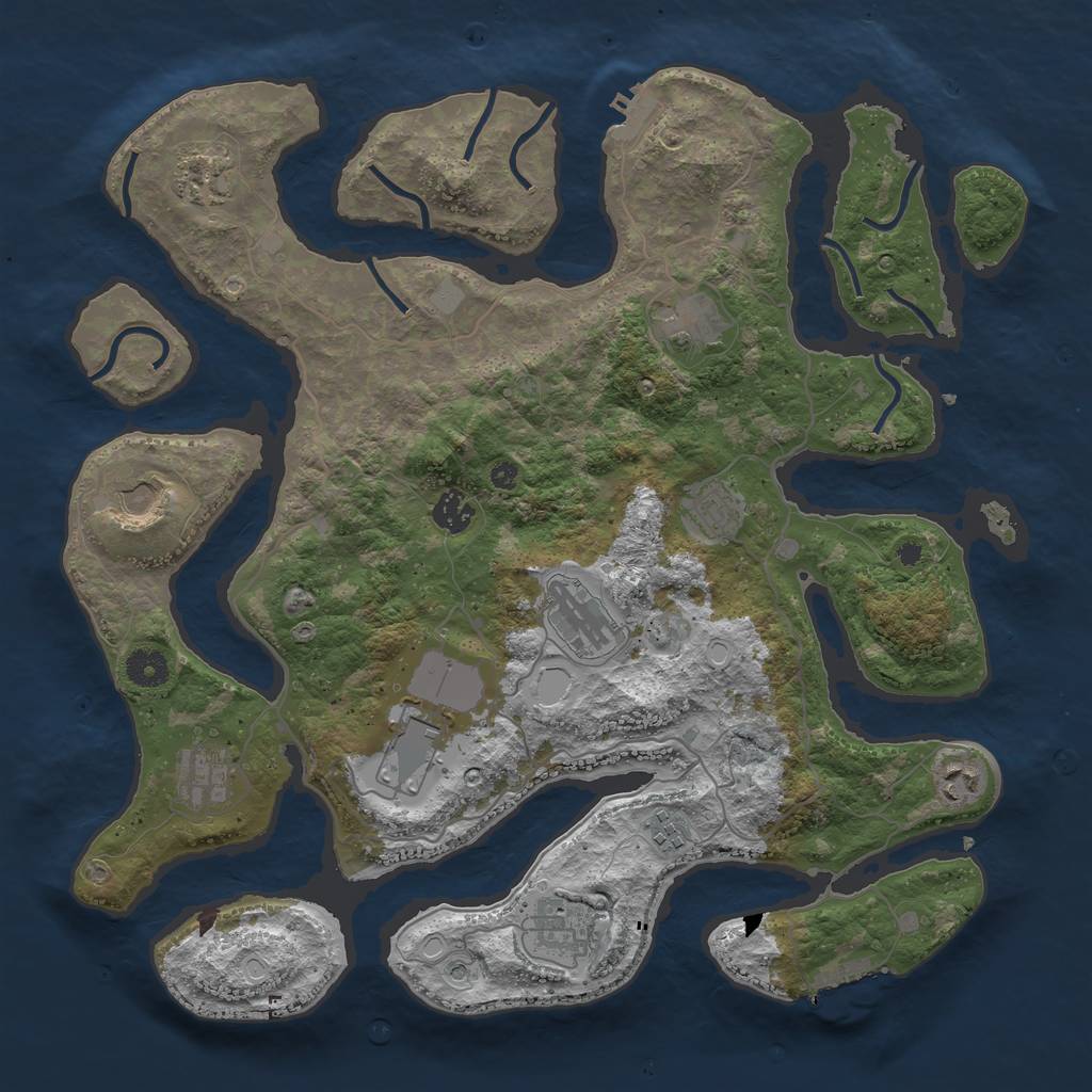Rust Map: Procedural Map, Size: 4000, Seed: 1077563466, 19 Monuments