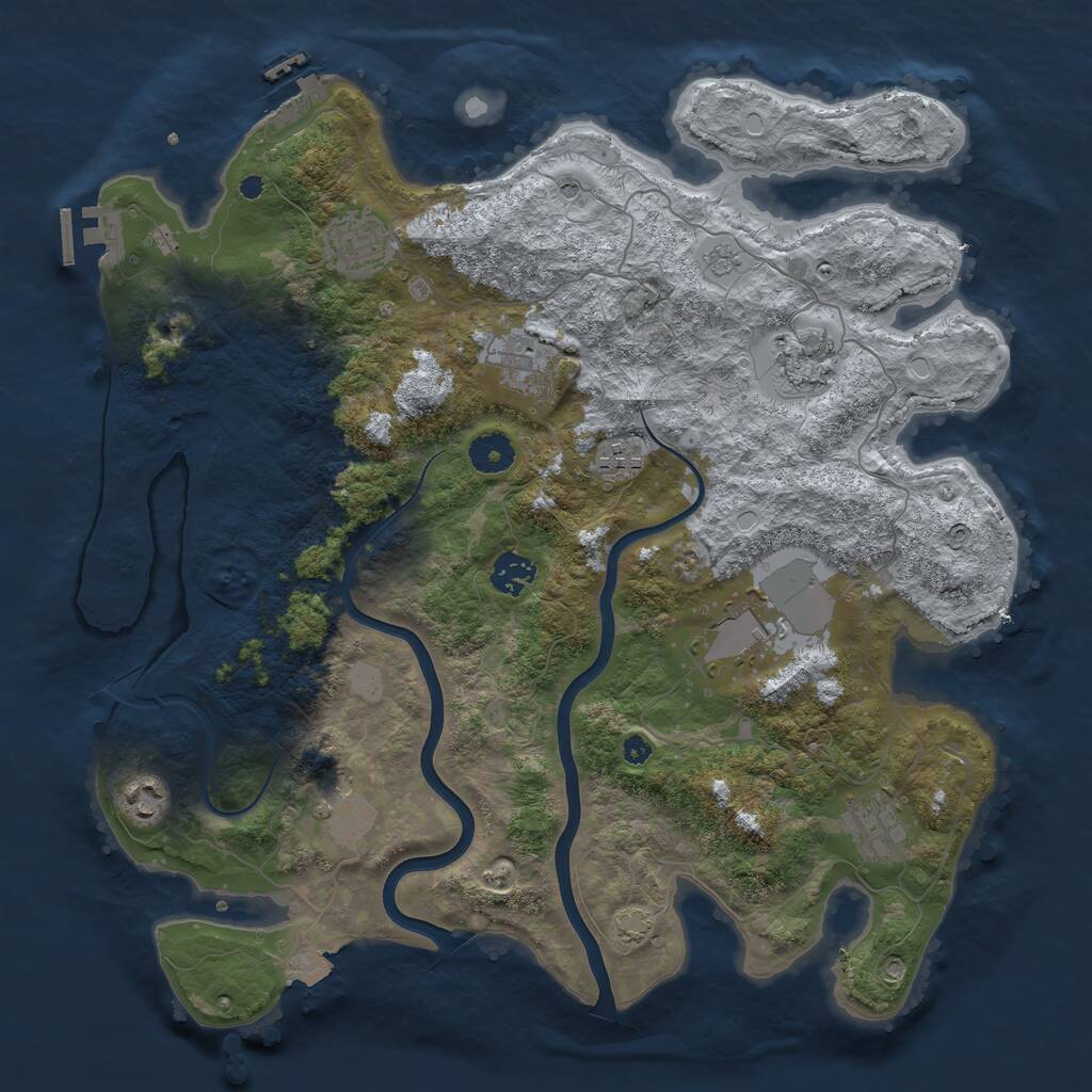Rust Map: Procedural Map, Size: 3850, Seed: 2037052181, 15 Monuments