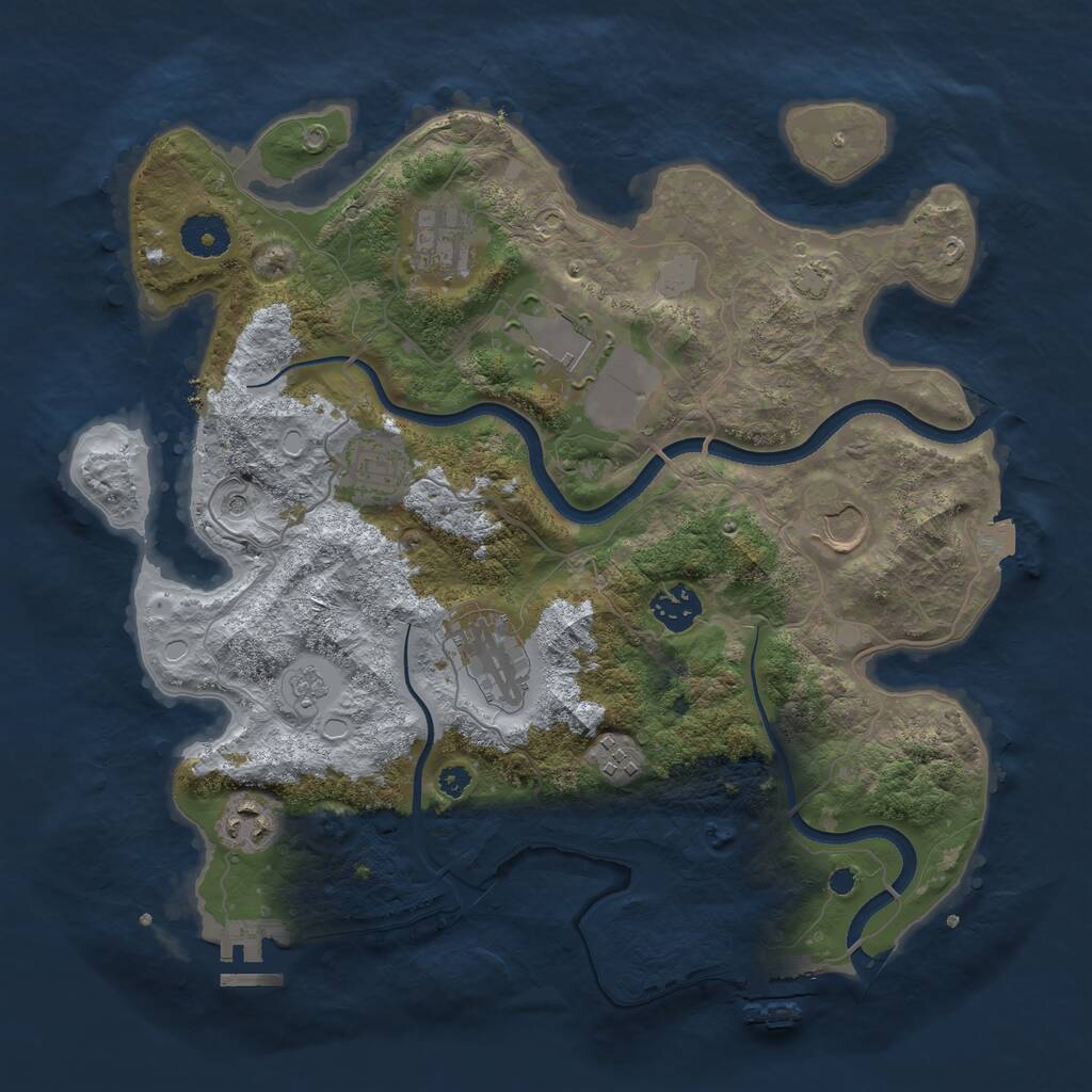 Rust Map: Procedural Map, Size: 3500, Seed: 2048337464, 14 Monuments