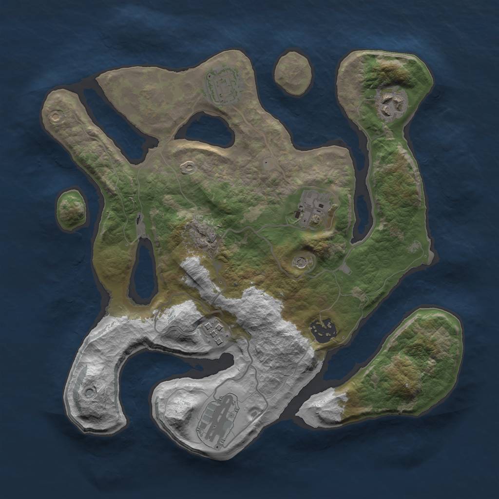 Rust Map: Barren, Size: 3000, Seed: 2066, 9 Monuments