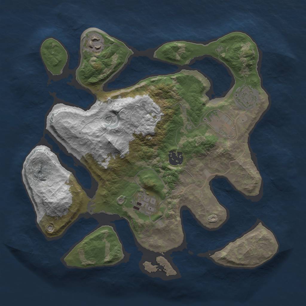 Rust Map: Barren, Size: 3000, Seed: 1456545137, 8 Monuments