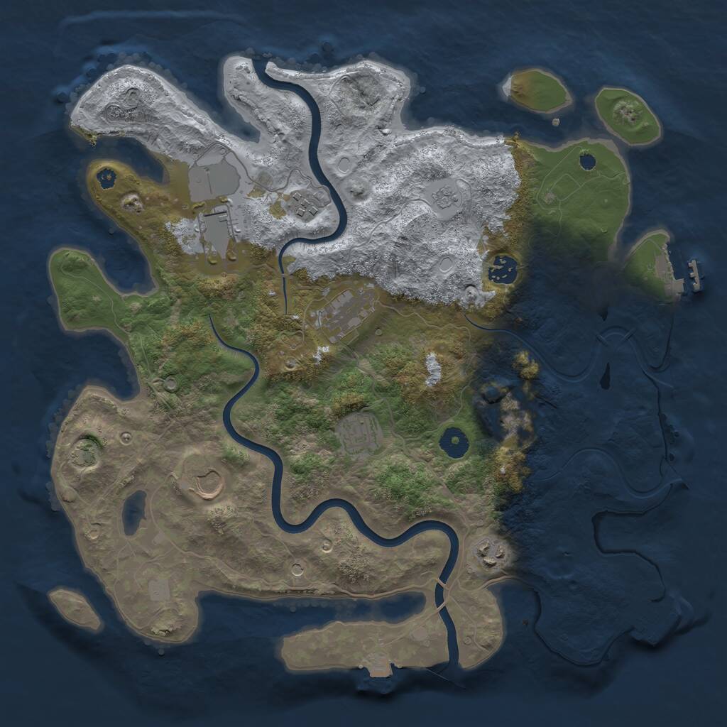 Rust Map: Procedural Map, Size: 3750, Seed: 1112492859, 14 Monuments