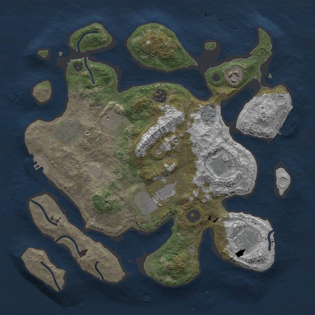 Rust Map: Procedural Map, Size: 3500, Seed: 2826, 16 Monuments