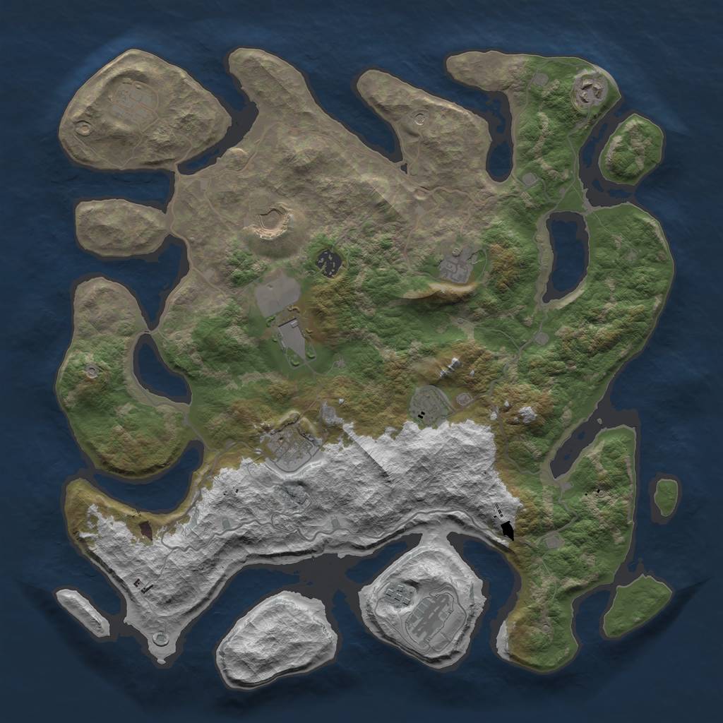Rust Map: Barren, Size: 4250, Seed: 1216809646, 13 Monuments