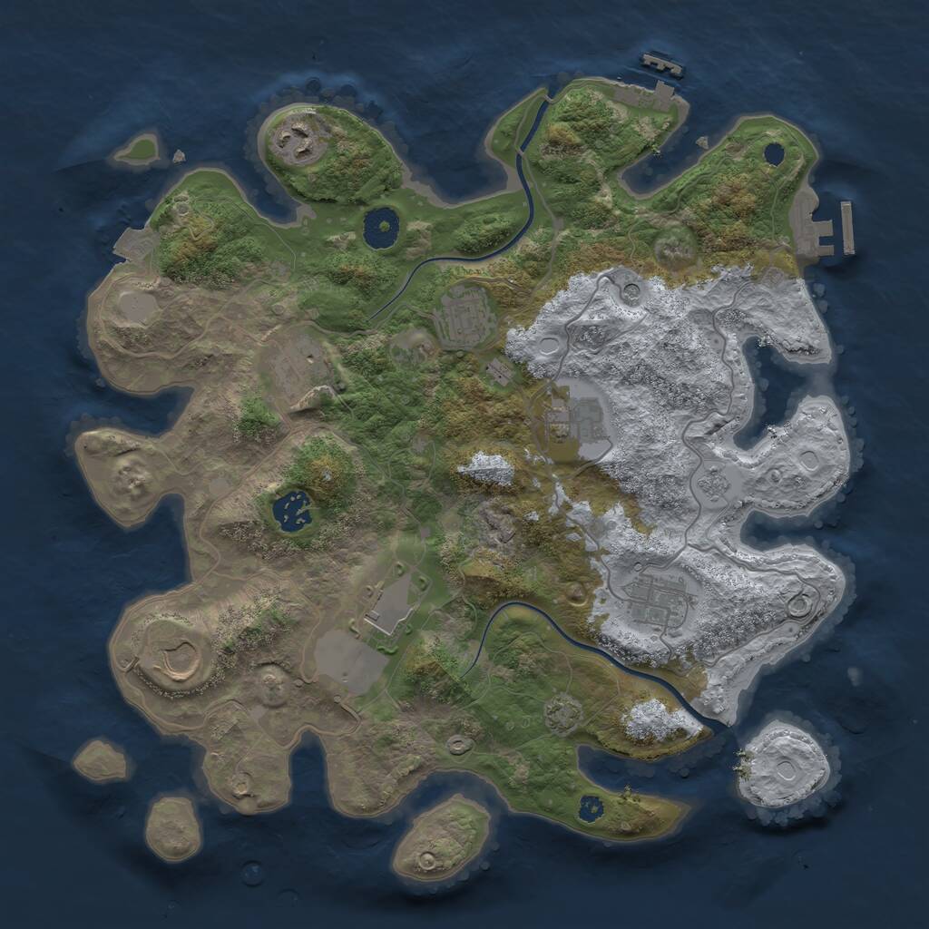 Rust Map: Procedural Map, Size: 3550, Seed: 233404, 14 Monuments