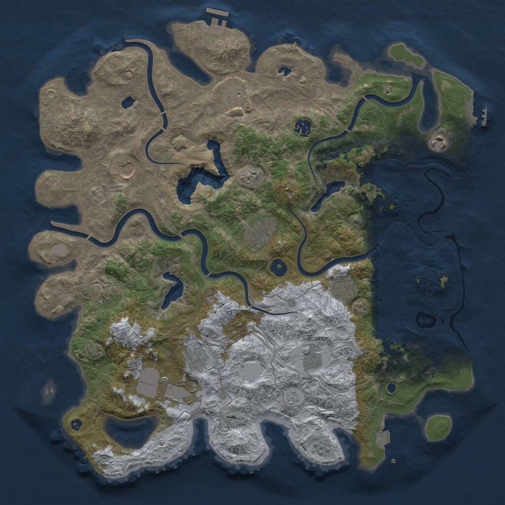 Rust Map: Procedural Map, Size: 4500, Seed: 141911, 17 Monuments