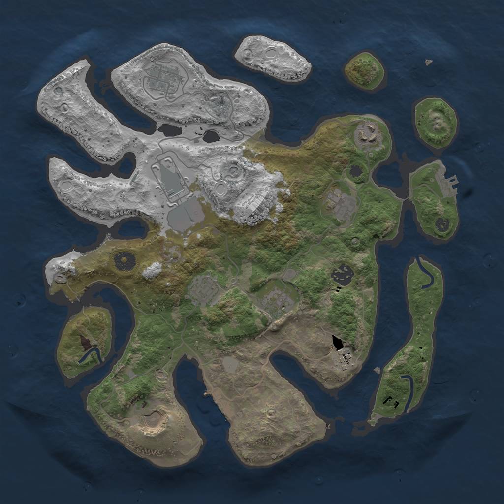Rust Map: Procedural Map, Size: 3600, Seed: 1537513545, 17 Monuments